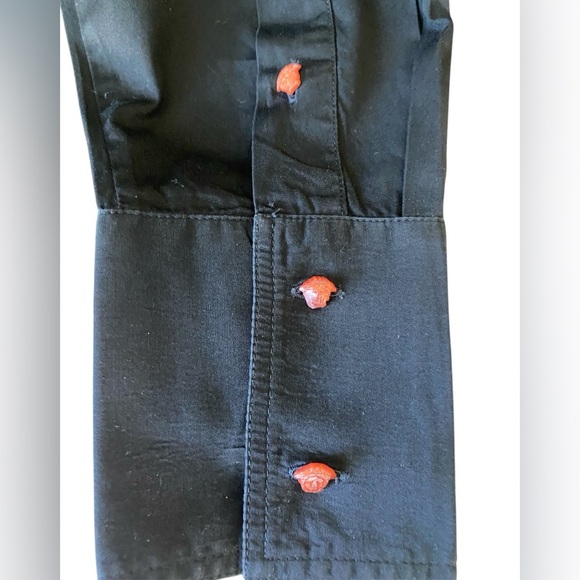 Versace men’s button-down black shirt with orange medusa buttons size 48 - Picture 5 of 8